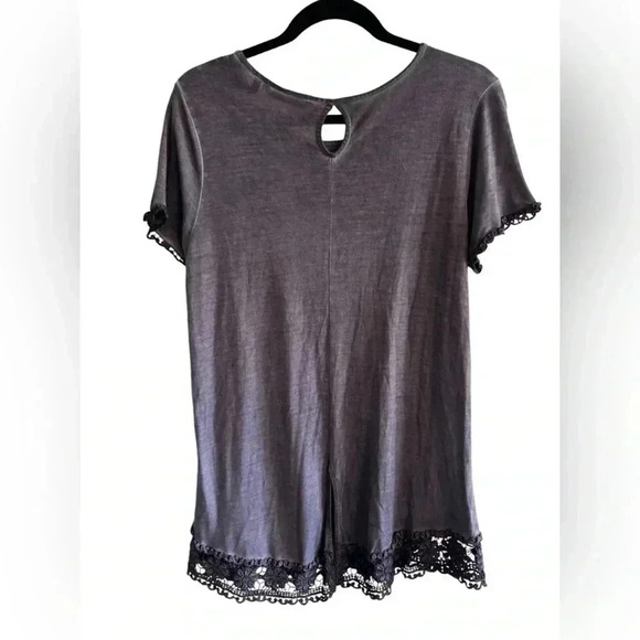 Soft Surroundings Seamoda Short Sleeve Skirt Ruched Oil
Wash Tunic-purple - Picture 6 of 13